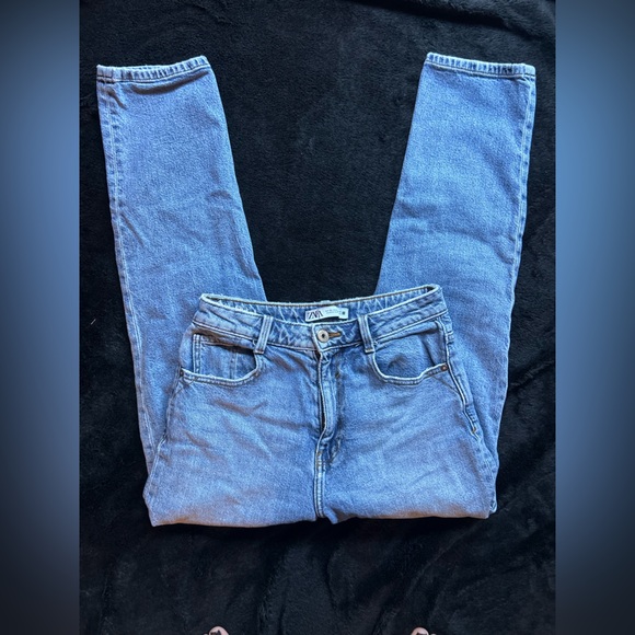 Zara Light Blue Denim Pants - Picture 1 of 4